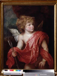 ""Cupid (Cupid)"" Målning av Sir Anthonis (Anton eller Antoon) van Dyck (1599-1641) 1600-talets Pushkin Museum Moskva