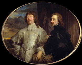 Dubbelporträtt av Sir Endymion Porter och konstnären. Endimion eller Endymion Porter (1587-1649), diplomat vid hovet i England och beskyddare av Van Dyck. Målning av Anton (Antoon eller Anthony) van Dyck (1599-1641) 1623 Madrid, Musee du Prado - Dubbelport