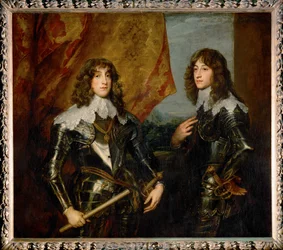 Dubbelporträtt av Pfalzfurstarna Karl Ludwig I, kurfurste och hans bror Robert söner till Friedrich V ...