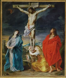Kristus på korset, Jungfru Maria, Sankt Johannes och Sankt Magdalena ...