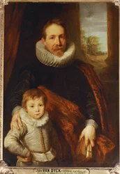 Porträtt av en far och en son, även känd som Guillaume Richardot ...