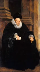 "" Porträtt av en geni gentleman "" (Porträtt av en genovesisk gentleman) Målning av Anthonis van Dyck (1599-1641) Olja på duk c 1621 Dim 203x117,3 cm Staatliche Museen, Berlin