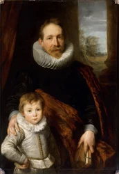 Porträtt av en far med sin son, även känd som Porträtt av president Richardot - Porträtt av Jean Richardot (1540-1609) och hans son, av Dyck, Sir Anthony van (1599-1641). Olja på duk, ca. 1618. Mått: 115x82 cm. Louvren, Paris