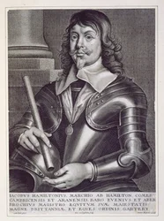 Porträtt av James Hamilton (1606-49) 1:e hertig av Hamilton, graverad av Joannes Meyssens (1612-70)