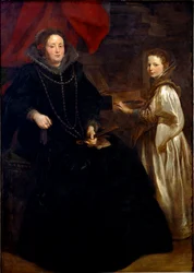 Porträtt av Porzia Imperiale med sin dotter Maria Francesca vid cembalo Målning av Antonie Van Dyck (1599-1641) 1626 Sön. 184,5x134 cm Bryssel, Royal Museum of Fine Arts, inv. 6115