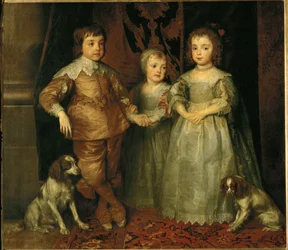 Porträtt av de tre äldsta barnen till Karl I, kung av England: Charles, James och Mary (målning på duk)