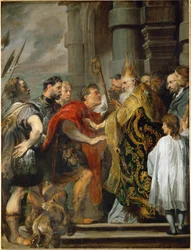 Sankt Ambrosius och kejsar Theodosius (målning på duk)