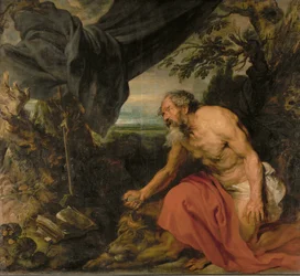 Sankt Hieronymus, målad när Van Dyck arbetade i Rubens verkstad (målning på duk)