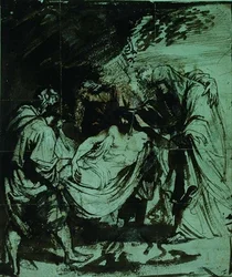 Study for the Entombment (svart krita/brunt bläck)