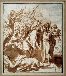 arresteringen av Kristus. Teckning av Anton Van Dyck (1599-1641) Ec. Flam.