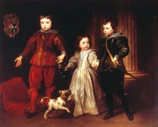 Tre barn med hund, av Anthony van Dyck (1599-1641)