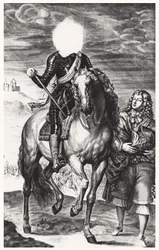 Huvudlöst ryttarporträtt ursprungligen av Ludvig av Frankrike, graverad av Pierre Lombard (1612-80) (Se 105377-8)