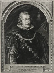 Filip IV, kung av Spanien, graverad av Paulus Pontius (1603-58), 1632 (gravyr på lagt papper)