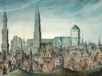 Detalj av porträtt av Juan Pardo II och hans fruar Anna Ingenieulandt och Maria Anchemant