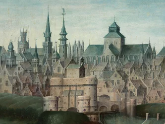 Detalj av porträtt av Juan Pardo II och hans fruar Anna Ingenieulandt och Maria Anchemant