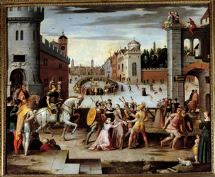 Gripande och tortyr av Thomas More (1478-1535) engelsk filosof och kansler. Kung Henrik VIII krävde prästerna och Thomas More, sedan andra laiker, en ed som erkände kungens andliga överhöghet. More, som vägrade att göra det, fängslades i Tow