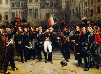 Napoleons farväl till det kejserliga gardet på innergården till slottet Fontainebleau den 20 april