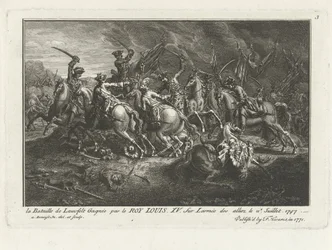 Utsikt över slaget vid Lauffeldt (Lafeld, nära Maastricht) den 2 juli 1747 under det österrikiska tronföljdskriget