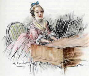 Charlotte spelar cembalo