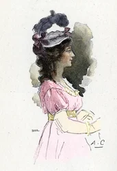 Porträtt av Josephine de Beauharnais (1763-1814) Teckning av Antoine Calbet efter "Napoleon och kvinnor" av Masson
