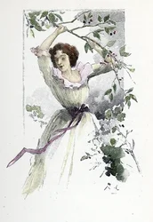 Porträtt av den unga Caroline de Colombier, ca. 1785 (tryck)