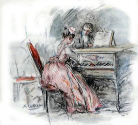 Werther beundrar Charlotte som spelar cembalo