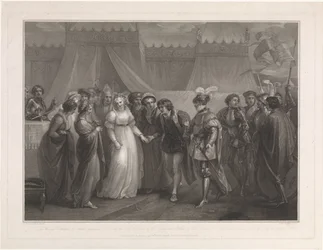 Catherine van Valois och konung Hendrik V van Engeland Prinsessan Katarina av Frankrike presenterade för Henrik den 5:e av England (...) (titel på objektet)