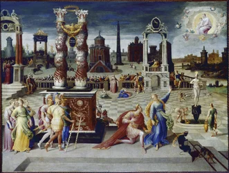 Kejsar August och den tiburtinska sibylla (olja på duk, cirka 1575-1580)
