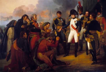 Kejsar Napoleon I (1769-1821) före Madrid: kejsaren tar emot en deputation av staden, 1808-12-3, målning av Antoine Charles Horace Vernet (1758-1836)