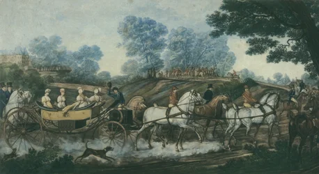 Jaktmöte, graverad av Philibert Louis Debucourt (1755-1832) tidigt 1800-tal