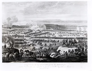 Slaget vid Austerlitz i Mähren, 2 december 1805, graverat av Antonio Verico (f. ca. 1775)