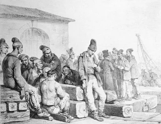 The Convicts, graverad av Francois Seraphin Delpech (1778-1825), första hälften av 1800-talet