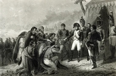 Den besegrade spanjoren föll ned inför Napoleon innan hans inträde i Madrid, december 1808