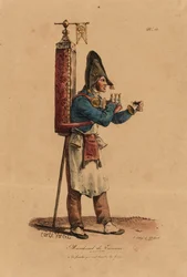 The Tisane Seller, nummer 13 från The Cries of Paris-serien, graverad av Francois Seraphin Delpech (1778-1825)