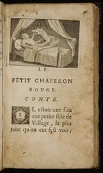 "The Tale Red Riding Hood", sida från "Stories or Tales of the Past. With Moralites" av Charles Perrault, Paris: Claude Barbin, 1697