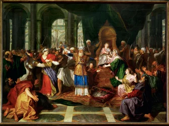 Athalia driven från templet (målning på duk)