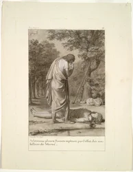 Aristomenes sörjer Sokrates död från Meroës förtrollning...The Golden Ass, 1795.