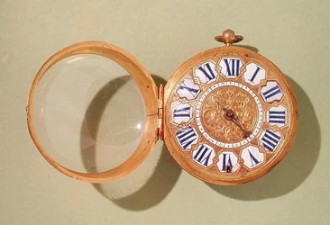 Klocka, ca 1685 (förgylld mässing och emalj)