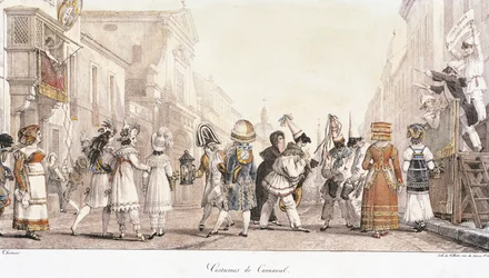 Karnevalsdräkter, av Antoine-Jean-Baptiste Thomas (1791-1833), akvarell. Italien