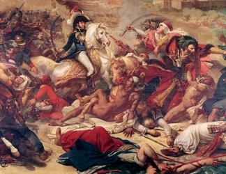 Slaget vid Abukir, general Murat som kämpar mot den ottomanska armén. (Detalj, Olja på duk