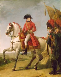 Napoleon Bonaparte (1769-1821), förste konsul, inspekterar sina trupper efter slaget vid Marengo, 1802-03