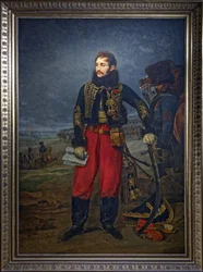 Porträtt av general Antoine Charles Louis de Lasalle som tar emot Stettins garnisons kapitulation, 1808