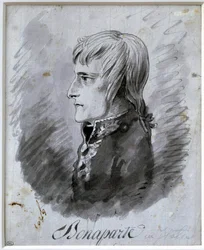 Porträtt av Napoleon Bonaparte (1769-1821), chef för Italiens armé Teckning i penna och bläck av Antoine-Jean Gros (1771-1835) 1800-talet. Sön 0,21 x 0,16 m Paris, Louvren