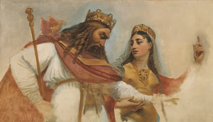 Skiss till kupolen på Pantheon (kyrkan Sainte-Geneviève): Clovis och Clotilde, ca 1811 (olja)