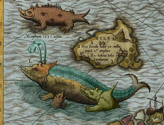 Detalj av en karta över havet (Carta marina) av Olaus Magnus (1490-1557)