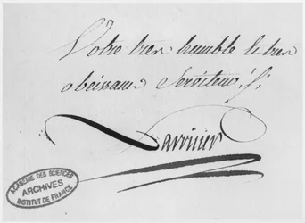 Lavoisiers autograf från ett brev, 31 augusti 1769 (penna och bläck på papper)