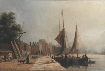 Early Morning Quayside, Le Havre, ca 1853 (olja på duk)