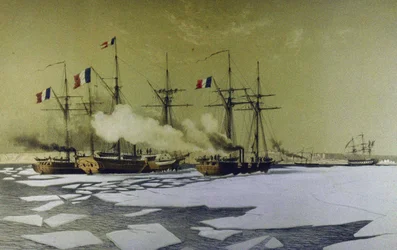 Isbrytning i Dnepr Liman för passage av flytande batterier, 1855-1856, 1860