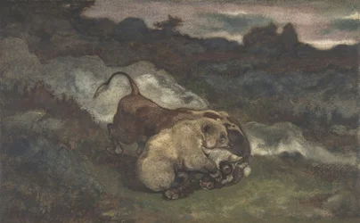 Björn som dödar en tjur, 1810-75.