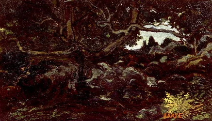 I Fontainebleau-skogen (olja på duk)